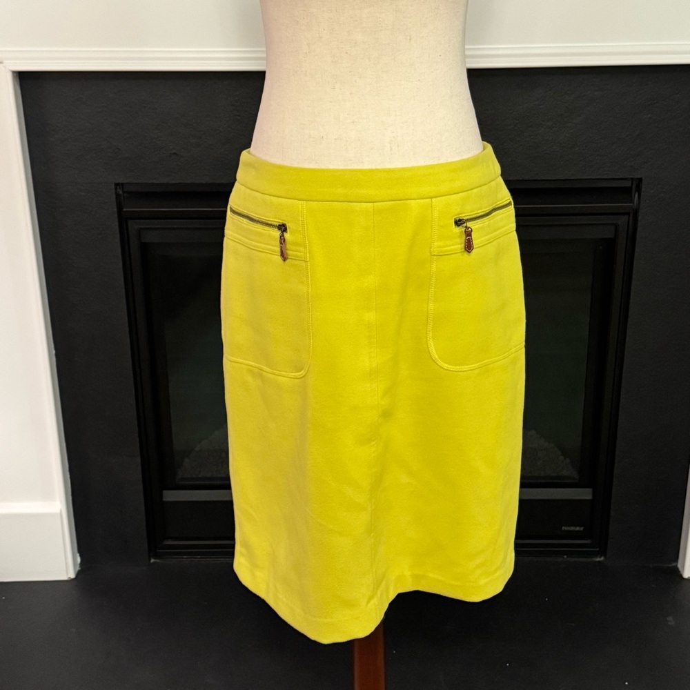 J.McLaughlin Chartreuse Textured Knit Skirt with Zip Pockets – Size 10